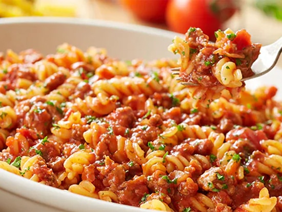 Rotini Pasta with Meat Sauce